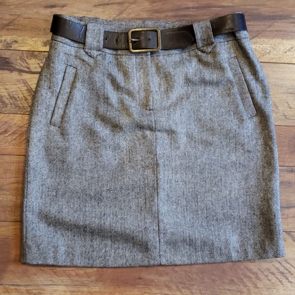 British Khaki Tweed Skirt Size 10